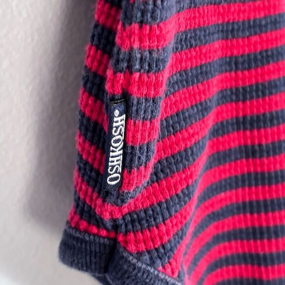OshKosh B’gosh Vintage Boys Navy Blue Red Striped Long Sleeve Onesie 12M - Picture 7 of 10